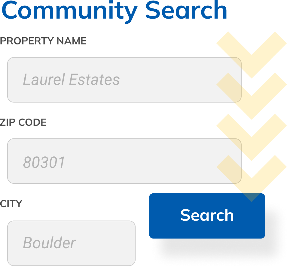 A screenshot of the community search option in ParkM's parking for residents