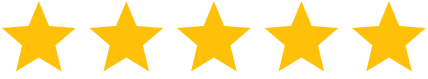 Parking solution horizontal row of five yellow stars on a light gray background