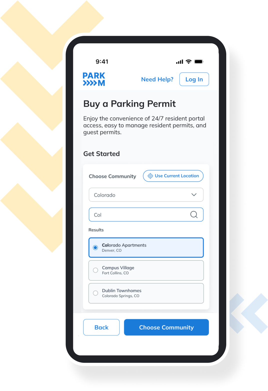 A screenshot of the resident parking permits pulled up on a phone