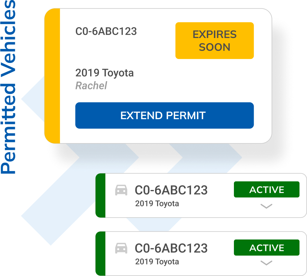 A screenshot of the virtual permit parking app