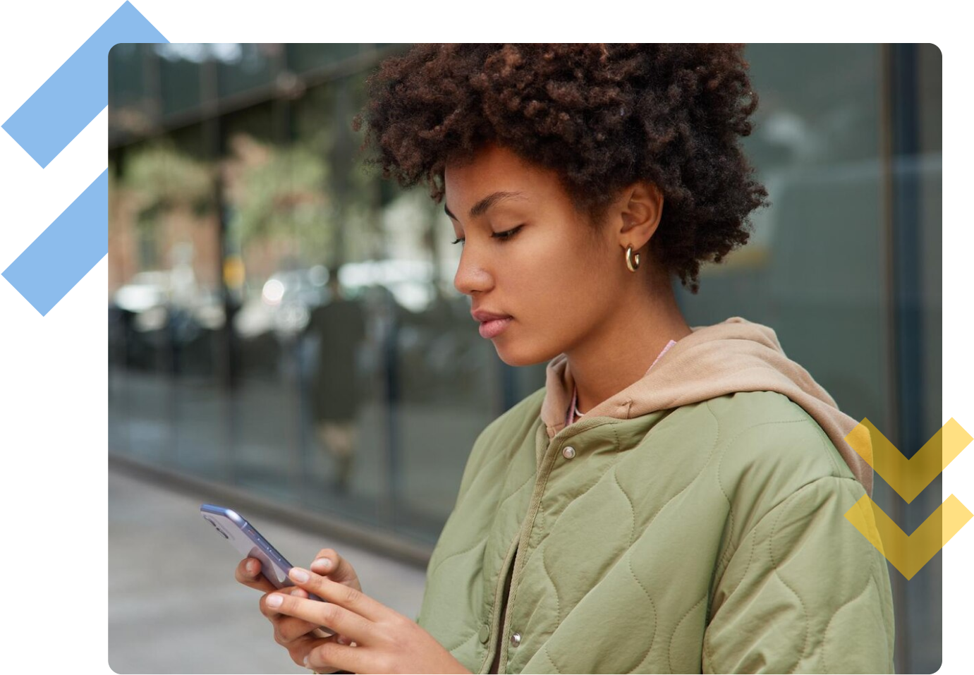 A young woman accessing her virtual resident parking permit from her phone