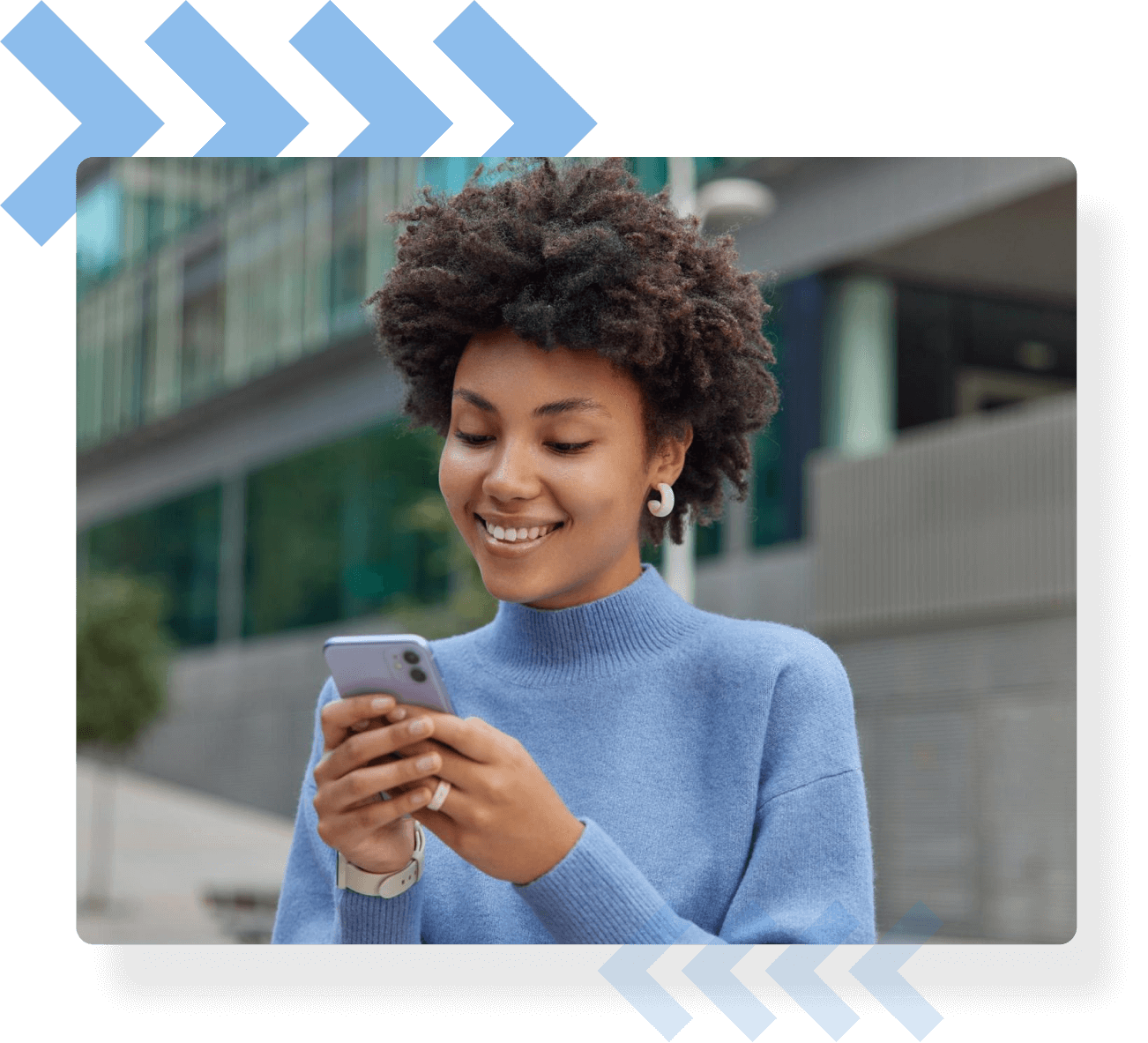 A woman accessing ParkM permits from her phone.