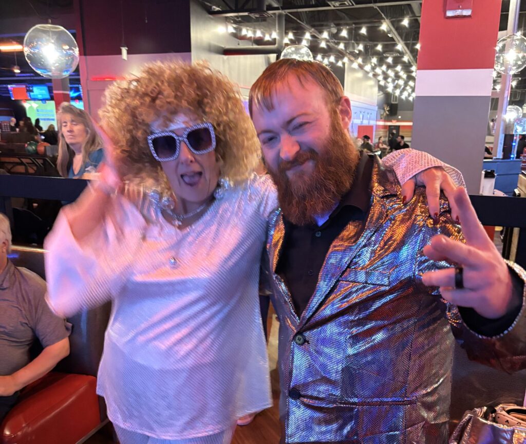 ParkM team members at apartment association bowling event.