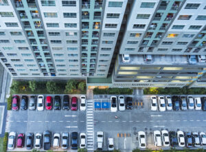 A well-balanced commercial and residential parking lot