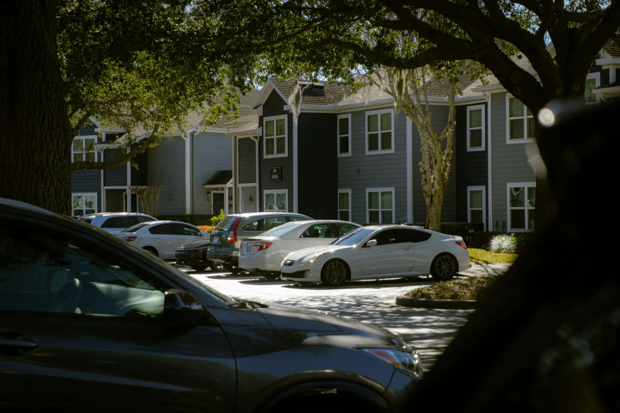 Guest parking spaces at an apartment community.